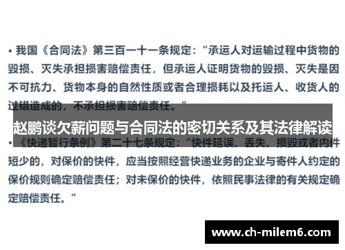 赵鹏谈欠薪问题与合同法的密切关系及其法律解读 赵鹏谈欠薪问题与合同法的密切关系及其法律解读