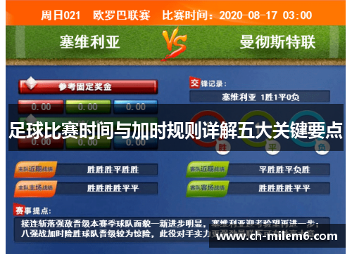 足球比赛时间与加时规则详解五大关键要点