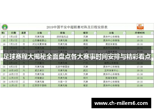 足球赛程大揭秘全面盘点各大赛事时间安排与精彩看点